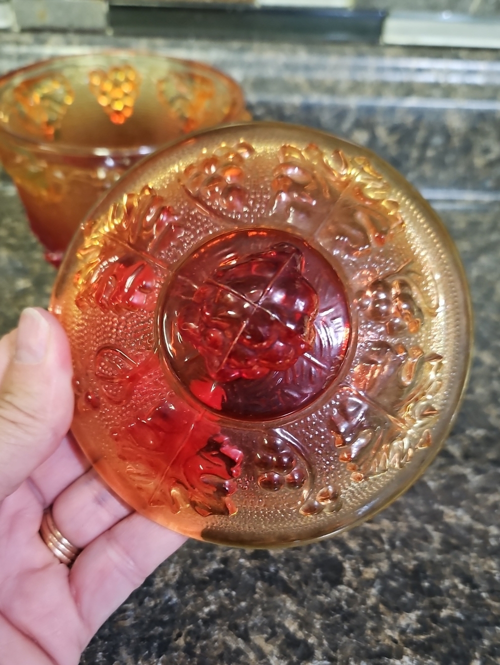 Vintage Jeanette Glass Amberina Candy Dish - Picture 4 of 7